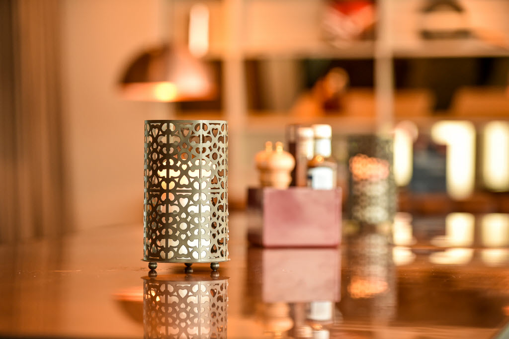 Candle on table